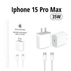 IPHONE 15 PRO MAX 2 PIN (US PIN) 35W USB-C POWER ADAPTER WITH USB-C TO C CABLE