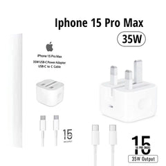 IPHONE 15 PRO MAX 3 PIN (UK PIN) 35W USB-C POWER ADAPTER WITH USB-C TO C CABLE