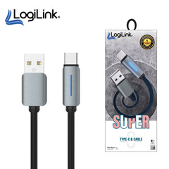 LOGILINK USB TO TYPE C NYLON FAST CHARGING DATA CABLE WITH LIGH 1M (1 YEAR WARRANTY)