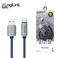 LOGILINK USB TO TYPE C NYLON FAST CHARGING DATA CABLE WITH LIGH 1M (1 YEAR WARRANTY)