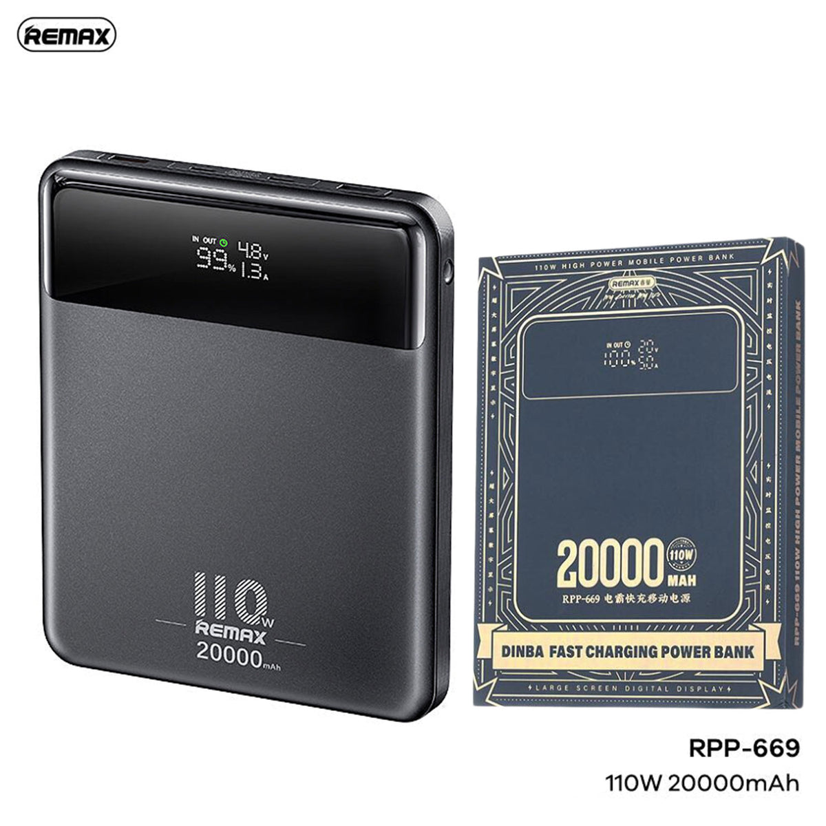 Remax Rpp-669 Dinba Series 110w +22.5w For Laptop And Moblie Fast Charging Power Bank 20000mah