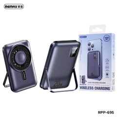 REMAX RPP-695 3 IN 1 (15W M/W) 22.5W + PD 20W POWER BANK WITH FOLDABLE STAND GREY/BLUE